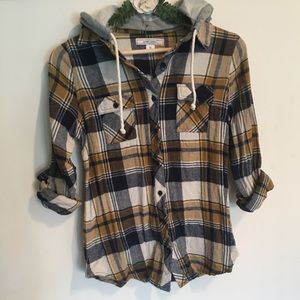 Flannel with removable hood